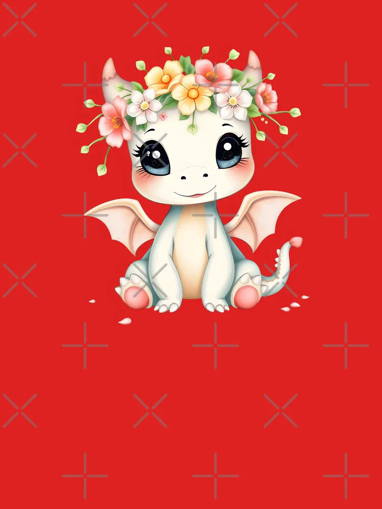Adorable Baby Dragon with Flower Crown Classic T-Shirt