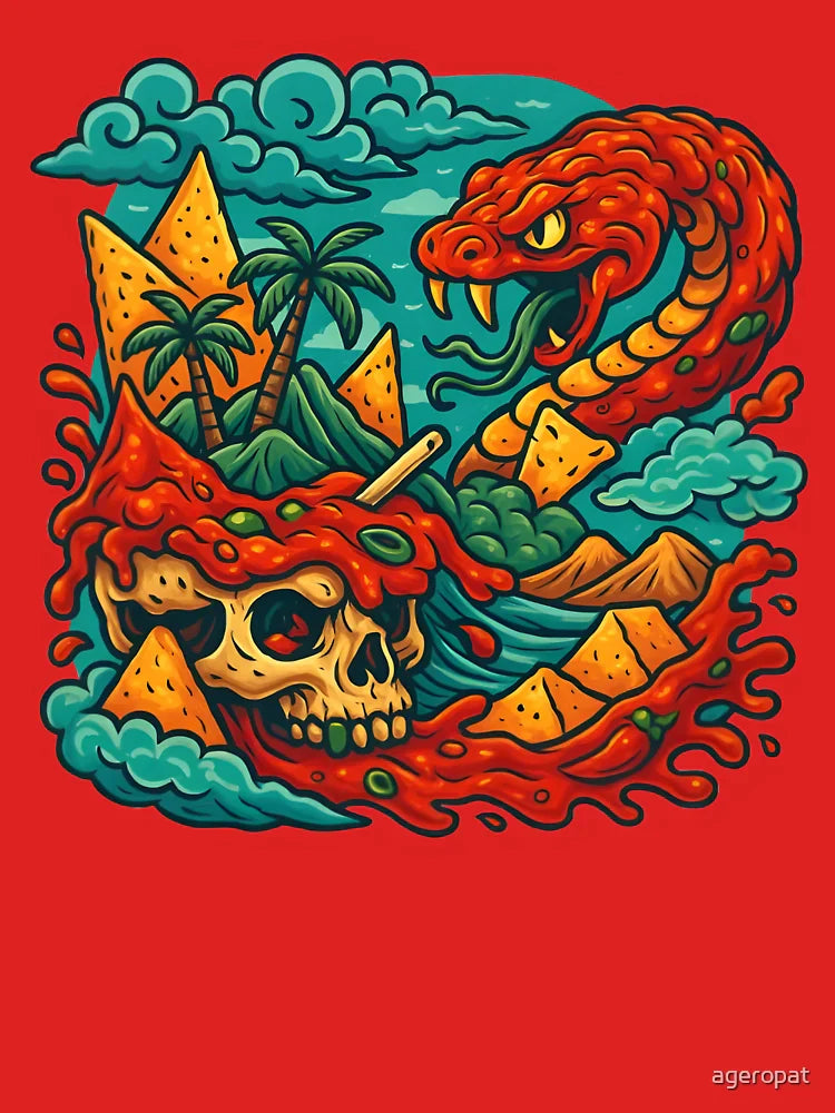 Nacho Viper – Spicy Crunch Serpent Tee by Snackwear Apparel Classic T-Shirt
