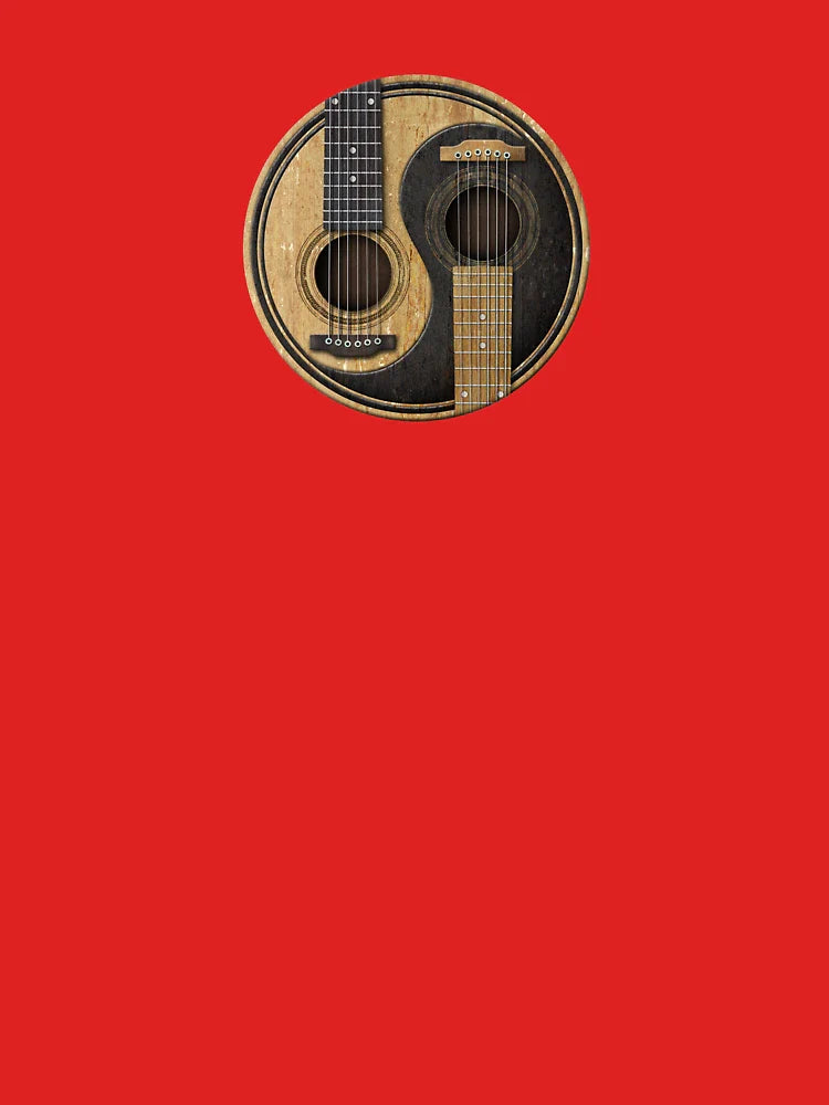 Old and Worn Acoustic Guitars Yin Yang Classic T-Shirt
