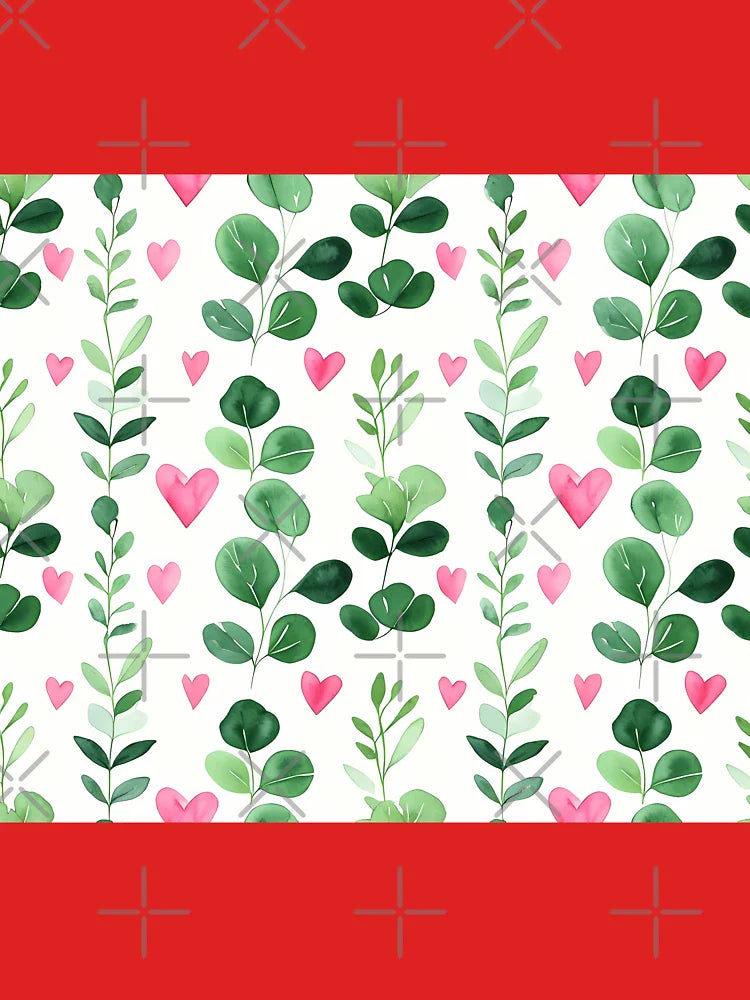 Cute Floral Hearts and Leaves Pattern Classic T-Shirt