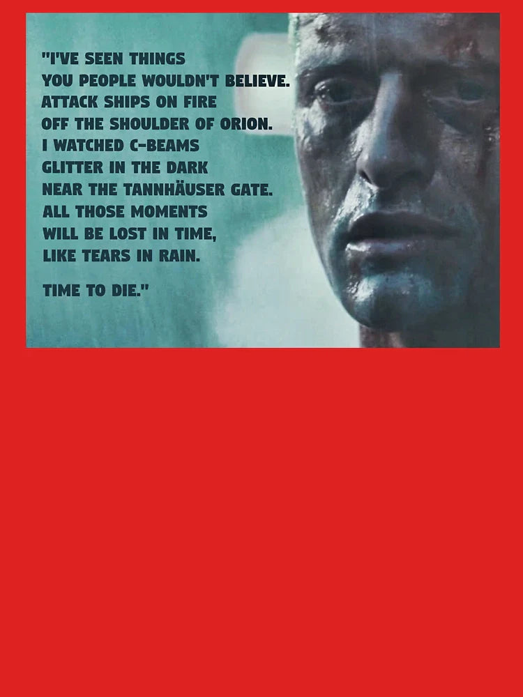 Blade Runner, Rutger Hauer, Tears in Rain Monologue Classic T-Shirt