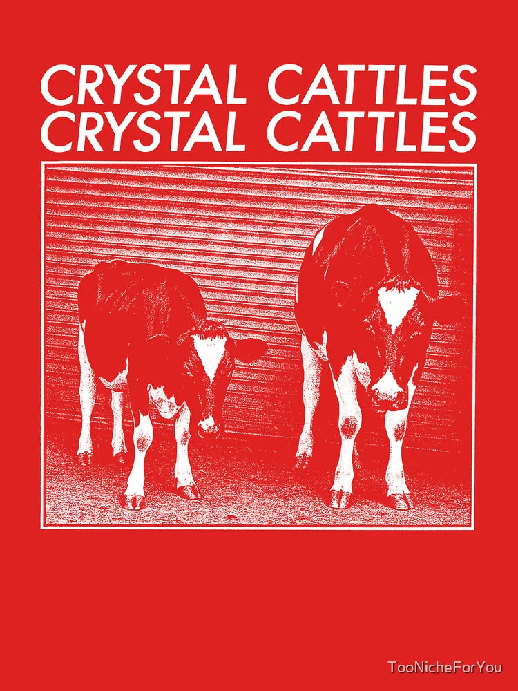 Crystal Cattles T-Shirt, Funny Band Parody Tee, Vaporwave Cow Shirt, Retro Aesthetic, Indie Music Meme, Unisex Graphic Tee Classic T-Shirt