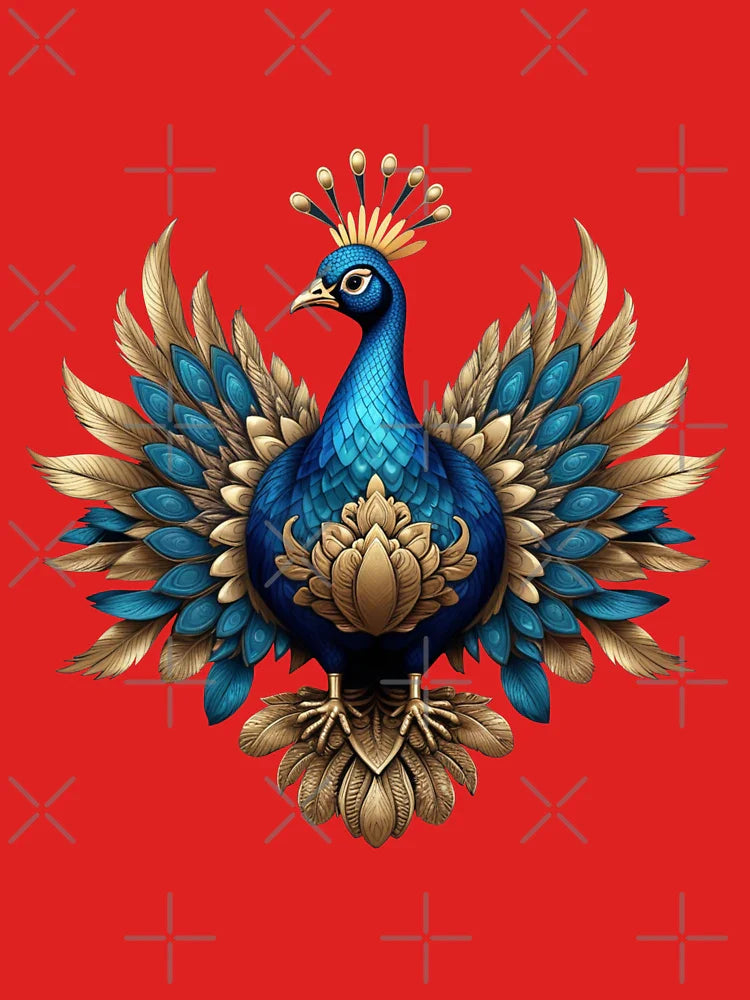 GOLDEN BLUE PEACOCK (BLACK) Classic T-Shirt