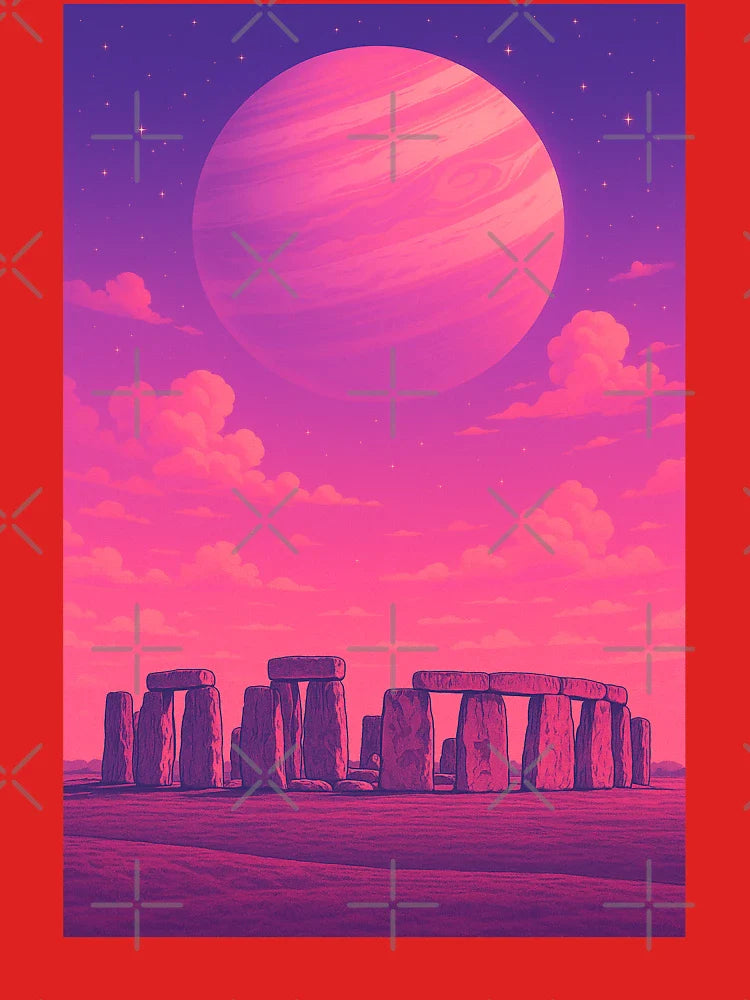 Stonehenge Vaporwave Fantasy Landscape Classic T-Shirt