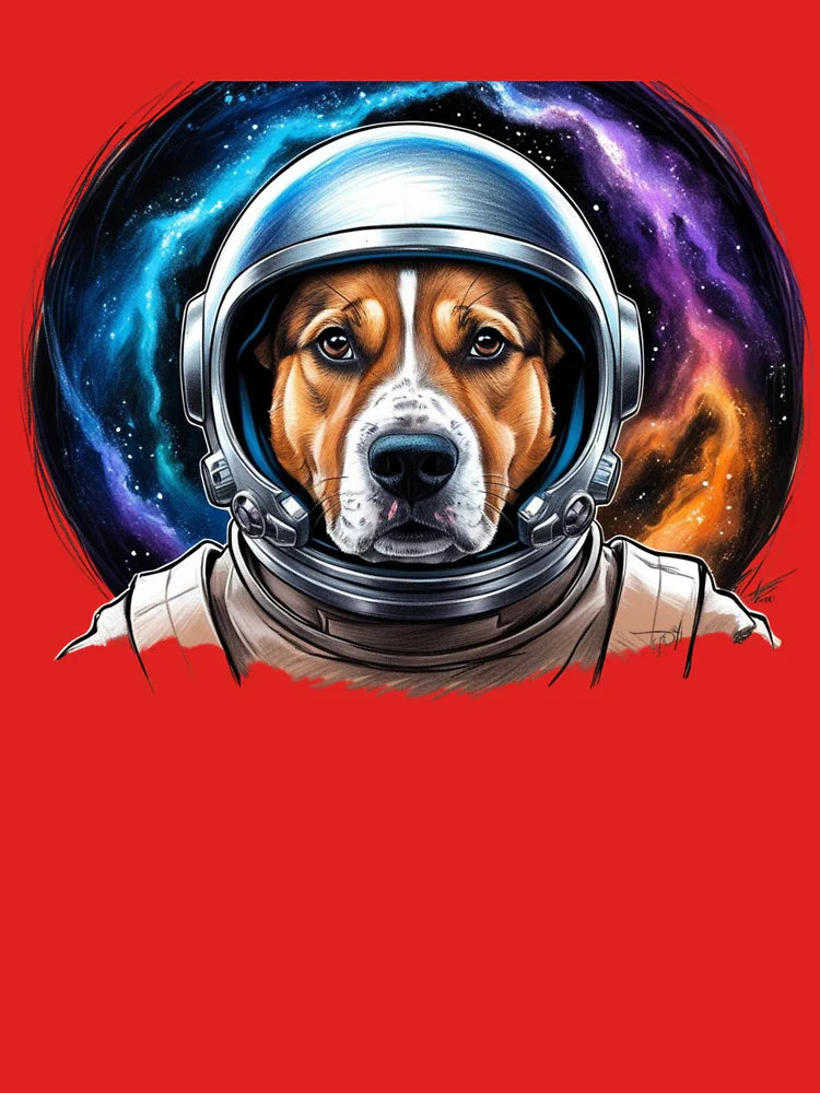 Space Dog Art – Futuristic Helmet and Galaxy Background Classic T-Shirt