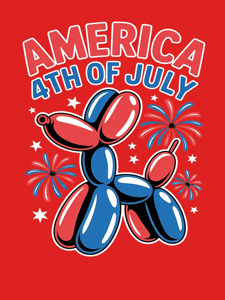 America 4th of July Balloon Dog Fireworks USA Patriotic Classic T-Shirt