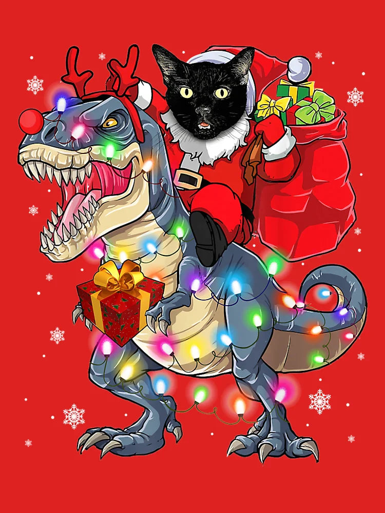 Cat Riding A Dinosaur T Rex Christmas Gifts Classic T-Shirt