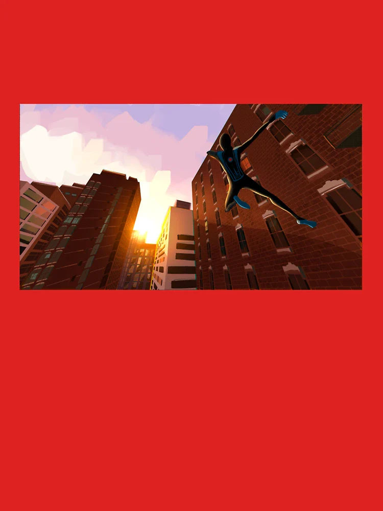 Sunset City Dive – Dynamic Superhero Art Print Classic T-Shirt