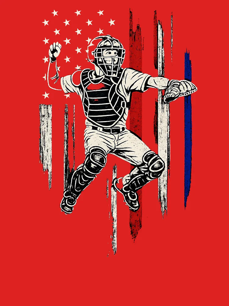 Baseball American Flag Patriotic Catcher 4th Of July Gift Classic T-Shirt