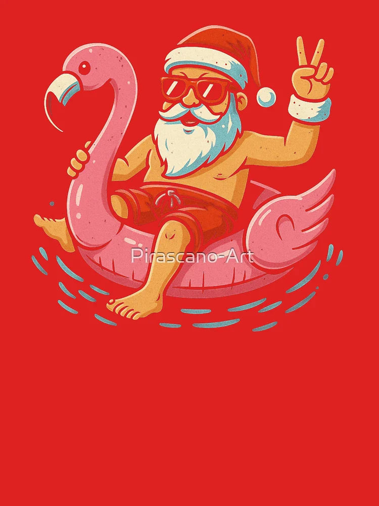 Flamingo Christmas In July Santa, Summer Xmas Classic T-Shirt