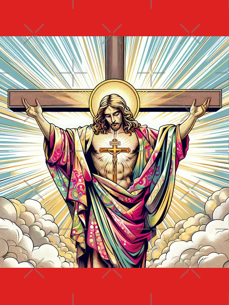 Superhero Jesus Christ with the cross in the clouds ,Angels,angel art,divine power,Superhero Classic T-Shirt