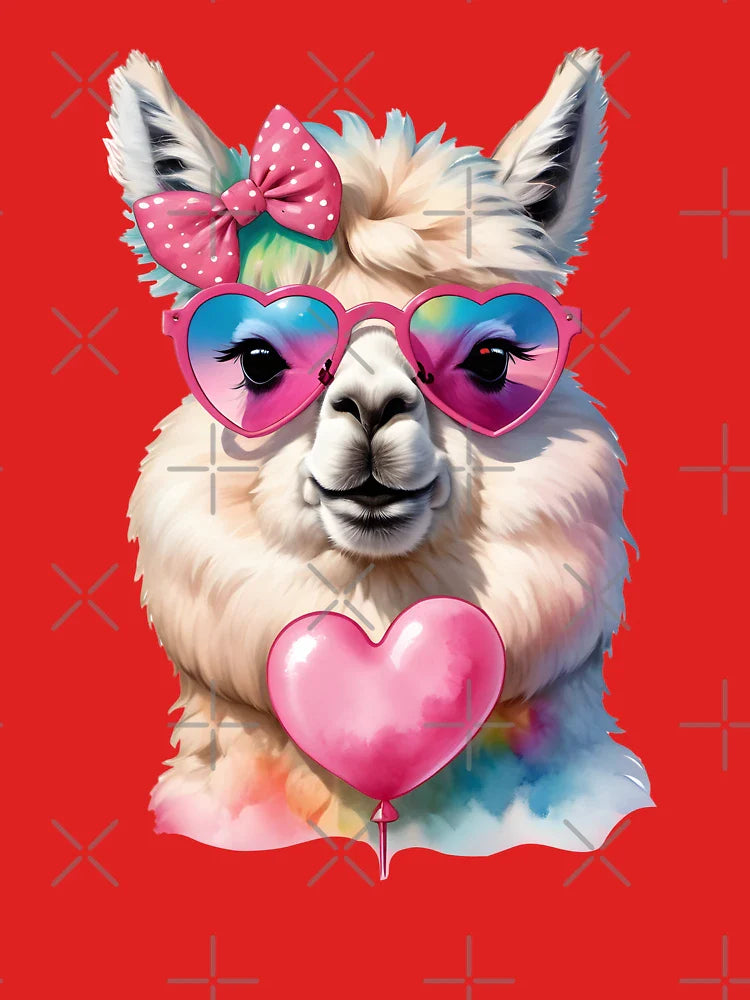 Charming Llama with Heart-Shaped Sunglasses Classic T-Shirt