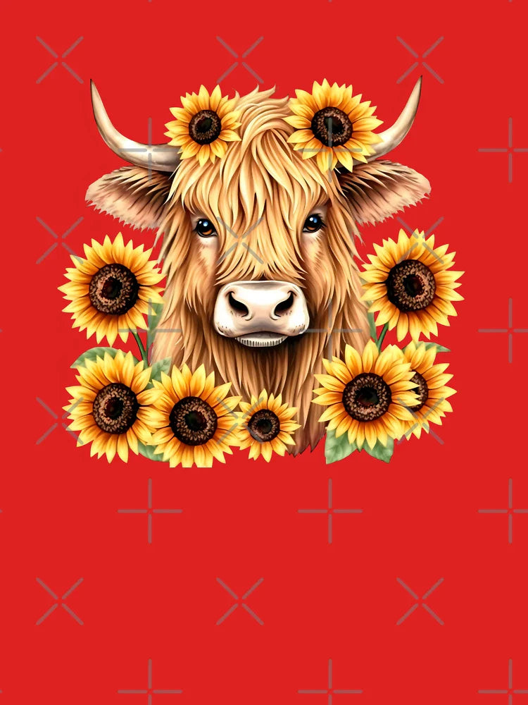 Charming Highland Cow with Sunflowers Classic T-Shirt
