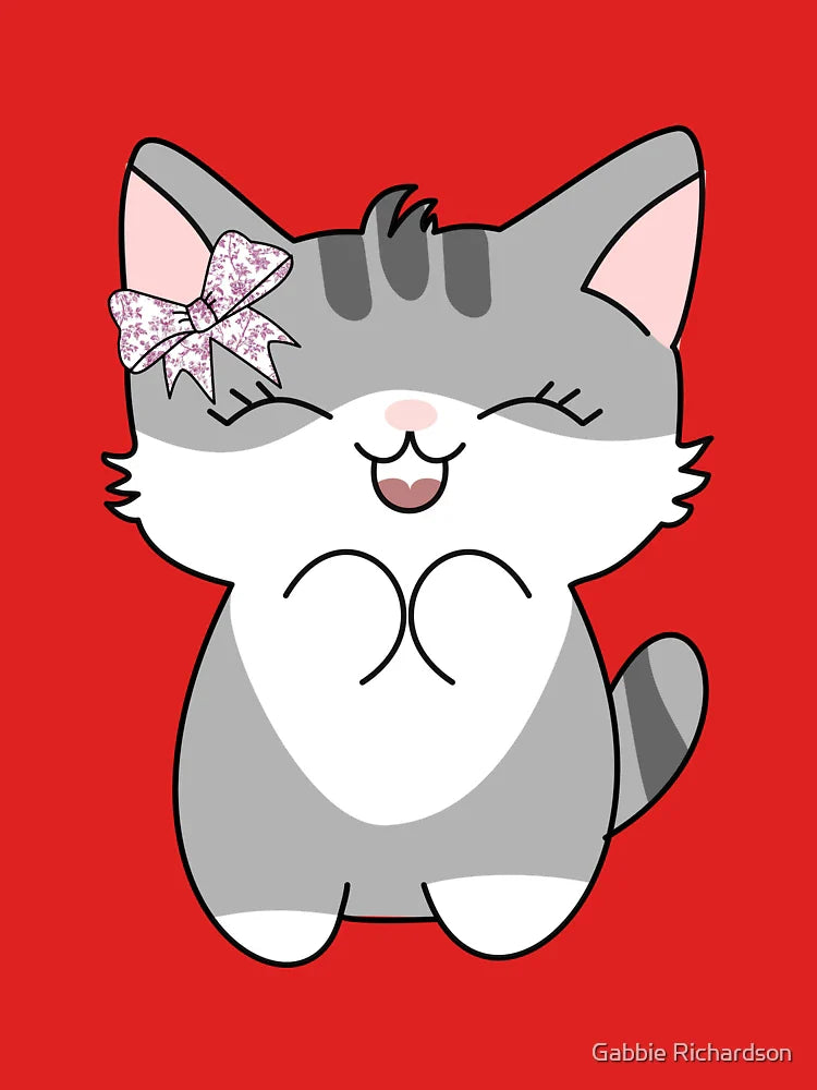 Kawaii Tabby Cat with Pink Chinoiserie Coquette Bow Classic T-Shirt