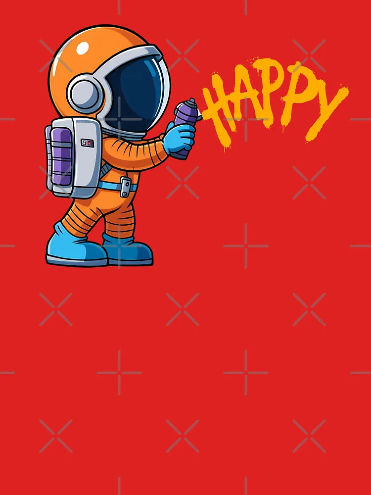 Graffiti Astronaut â€“ Galaxy Spray Art with "HAPPY" Street Style Design Classic T-Shirt