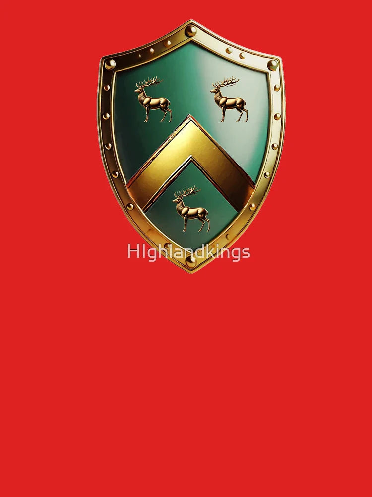 Robinson Heraldic Shield  Golden Chevron & Stags on Green Field Classic T-Shirt