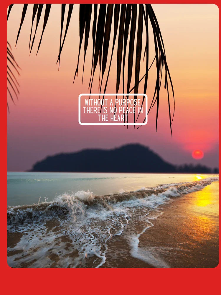 Inspirational Beach Quote Design#9 – Without a Purpose There Is No Peace in the Heart – AI Photo Art for Mindful Living Classic T-Shirt