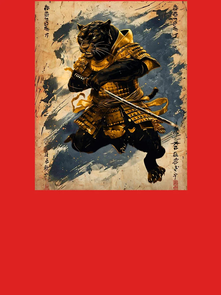 Black Panther Samurai Warrior - Japanese Ink Style Classic T-Shirt