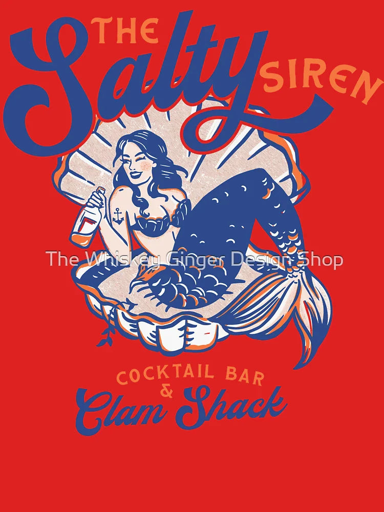 The Salty Siren Cocktail Bar & Clam Shack. Cute Retro Mermaid Travel Art Classic T-Shirt
