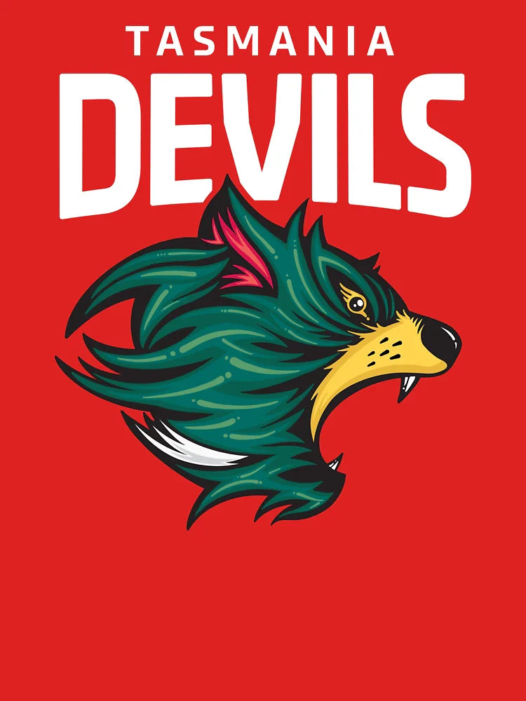 Tasmania Devils Football Club White Lettering Classic T-Shirt