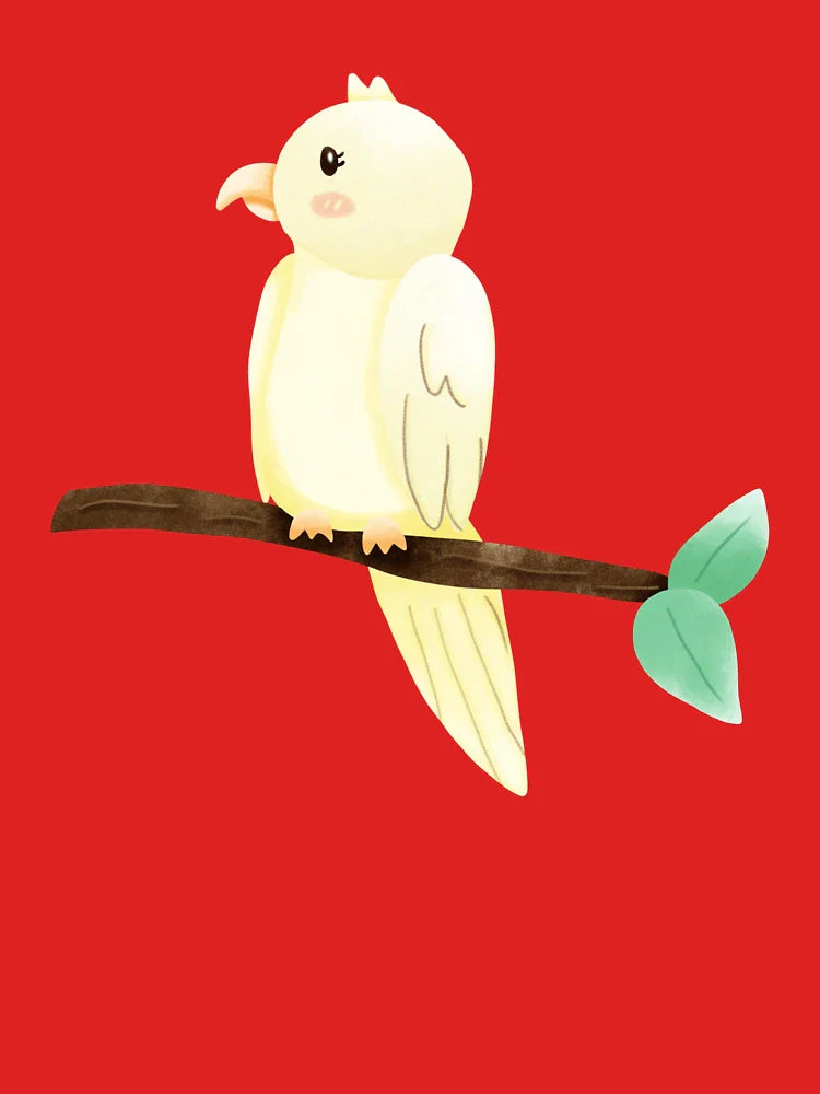 Cute Yellow Bird on Branch | Kawaii Pastel Parrot Illustration Classic T-Shirt