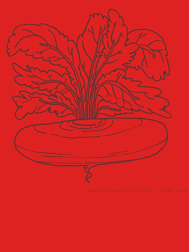 Minimal Abstract Beetroot with Lush Leaves Drawing Classic T-Shirt