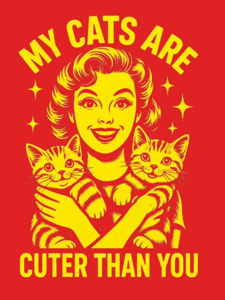 Retro Woman Holding Two Cute Cats Classic T-Shirt