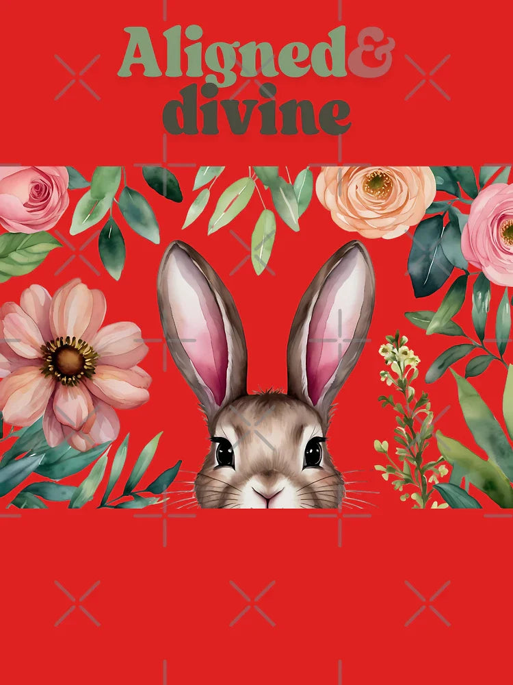 Cute bunny surrounded by colorful flowers and greenery in springtime setting Classic T-Shirt