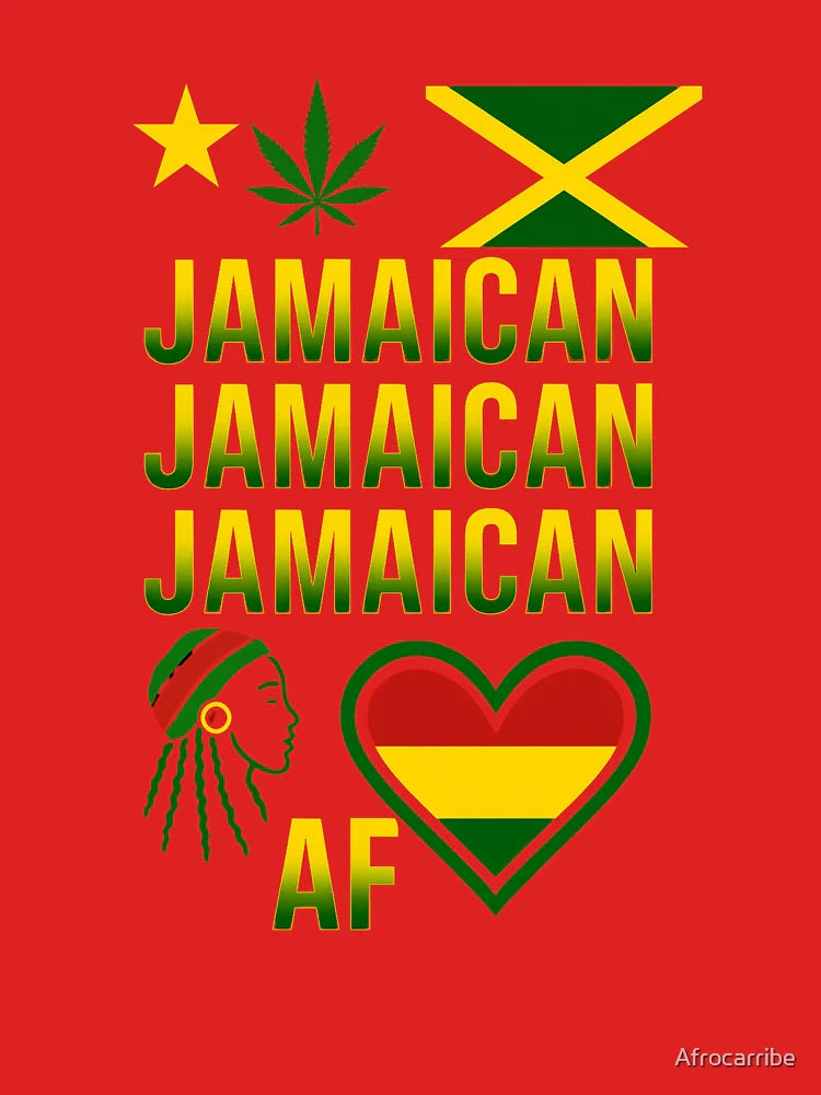 Jamaican AF – Bold Repeating Text Rasta Pride Design Classic T-Shirt