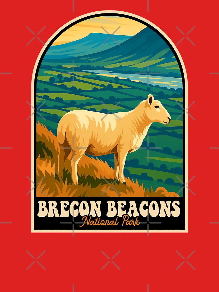Brecon Beacons Sheep Vintage Wales National Park Art Classic T-Shirt