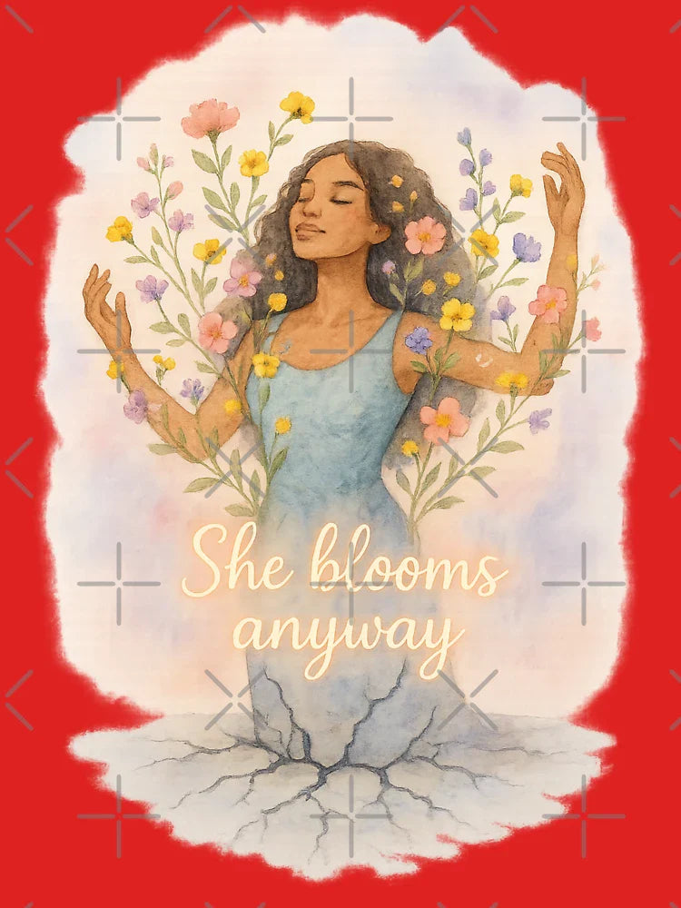She Blooms Anyway – Empowering Floral Watercolor Art Classic T-Shirt