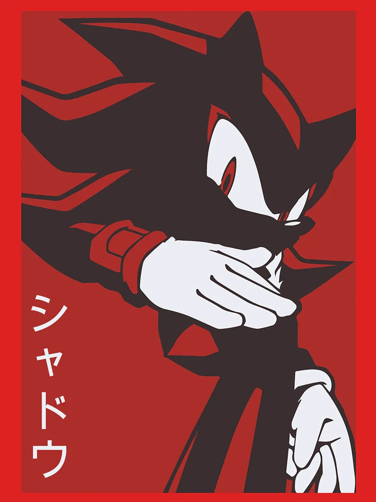 Normal Black Shadow Hedgehog anime manga style Background Red Classic T-Shirt