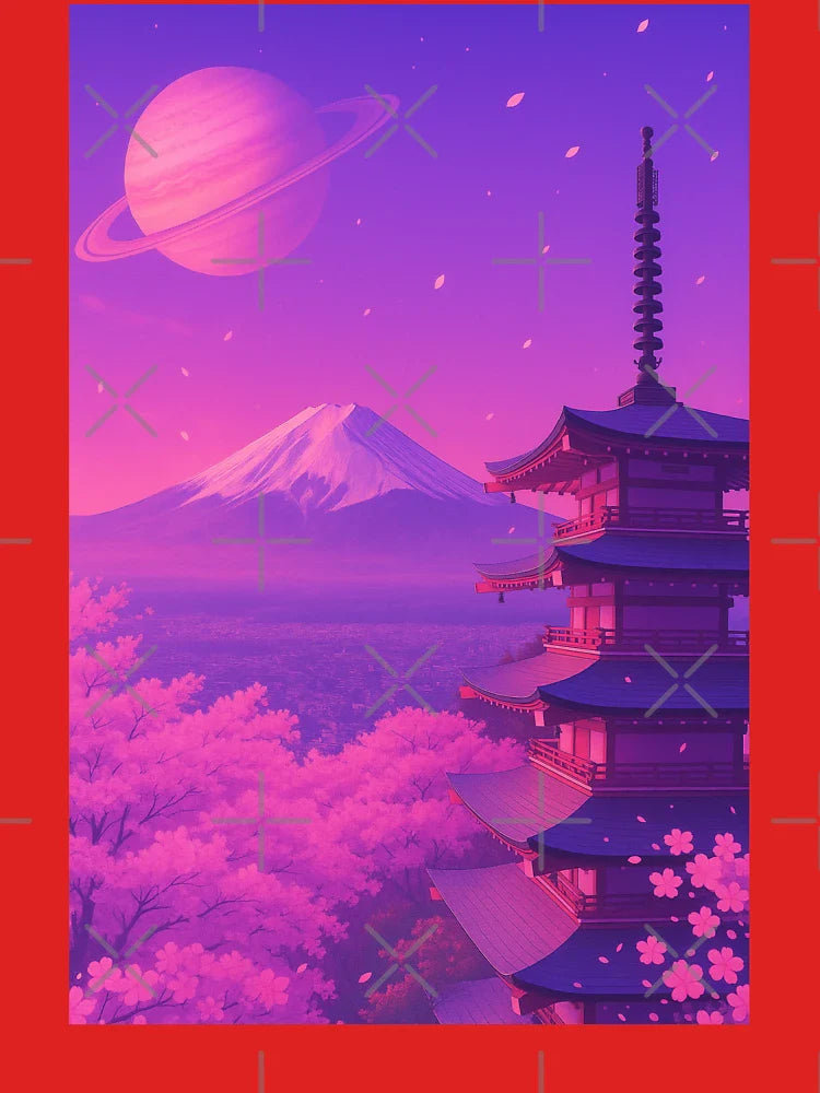 Mount Fuji Japan Saturn Aesthetic Classic T-Shirt