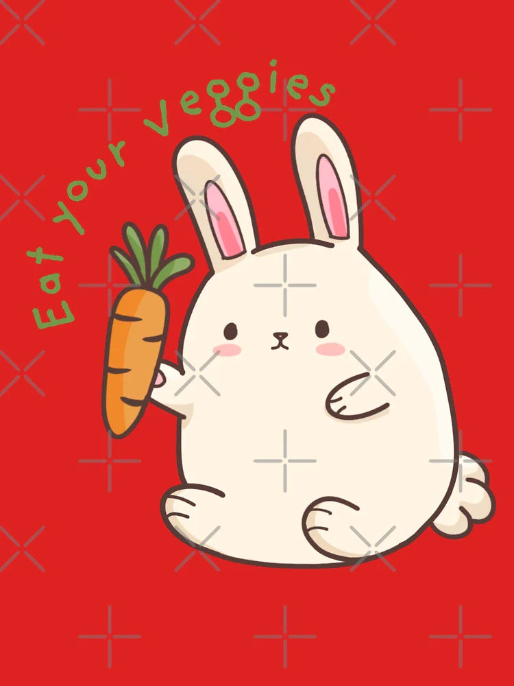 Kawaii "Eat Your Veggies" Bunny with Carrot Classic T-Shirt