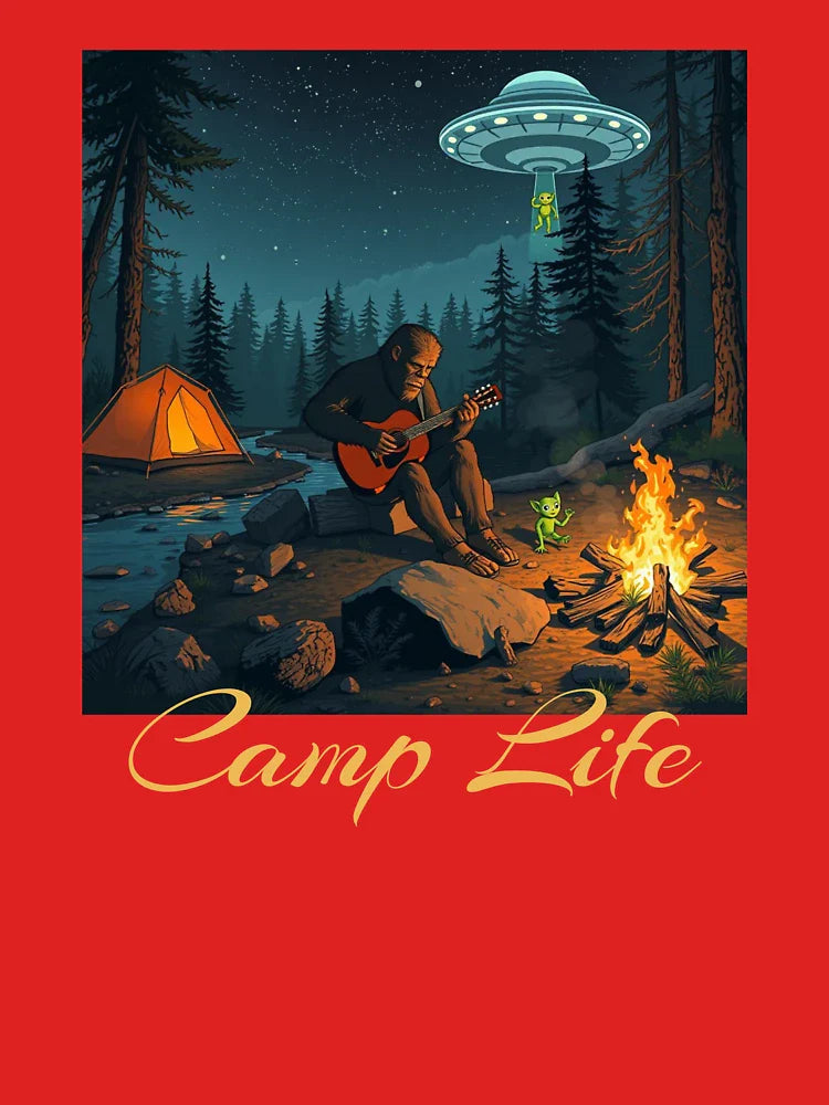Camp Life: Bigfoot Campfire Jam with Aliens â€“ Funny Nighttime Camping UFO Classic T-Shirt