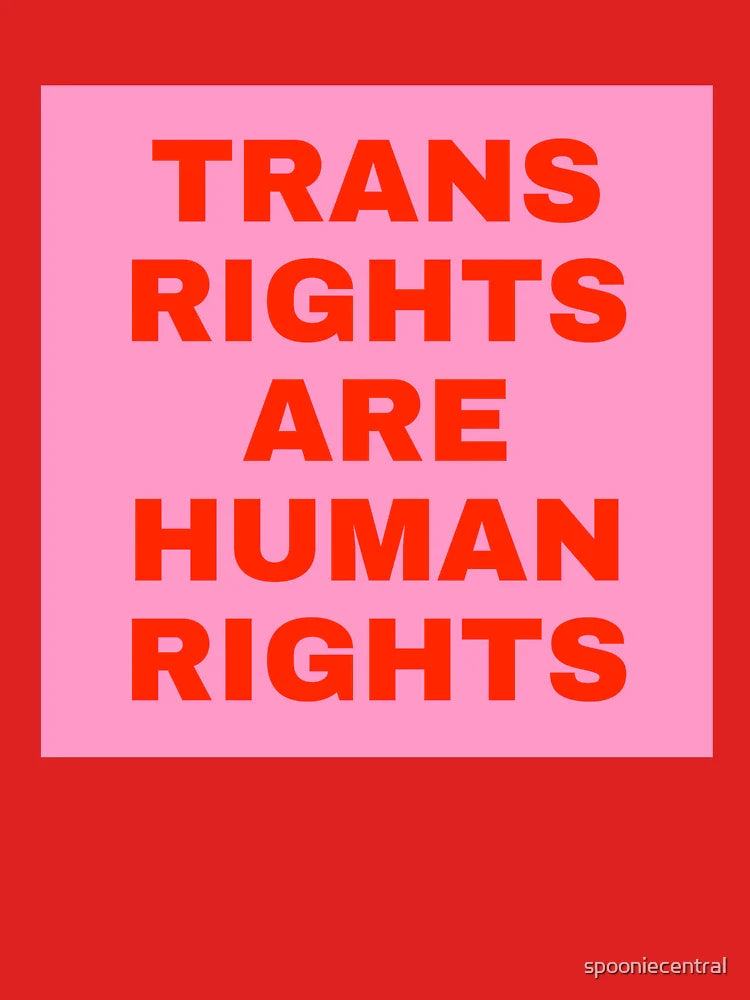 Trans Rights are Human Rights Bold Red Text on Pink Background Classic T-Shirt