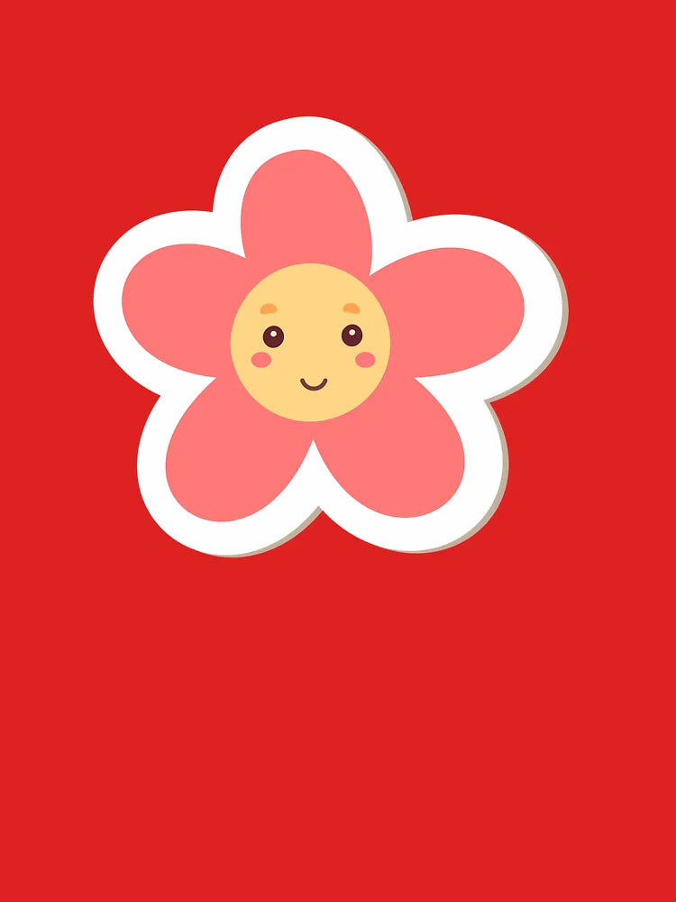 Light Red Smiling Daisy Sticker | Cute Floral Sticker for Laptop, Water Bottle & Phone Case Classic T-Shirt