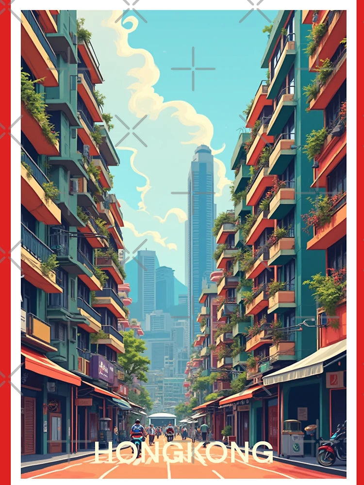 Hongkong Travel Poster, Perfect Gift for Travel Enthusiasts, Vintage Style Wall Art, China Wall art for home decor, Hongkong print. Sticker Classic T-Shirt