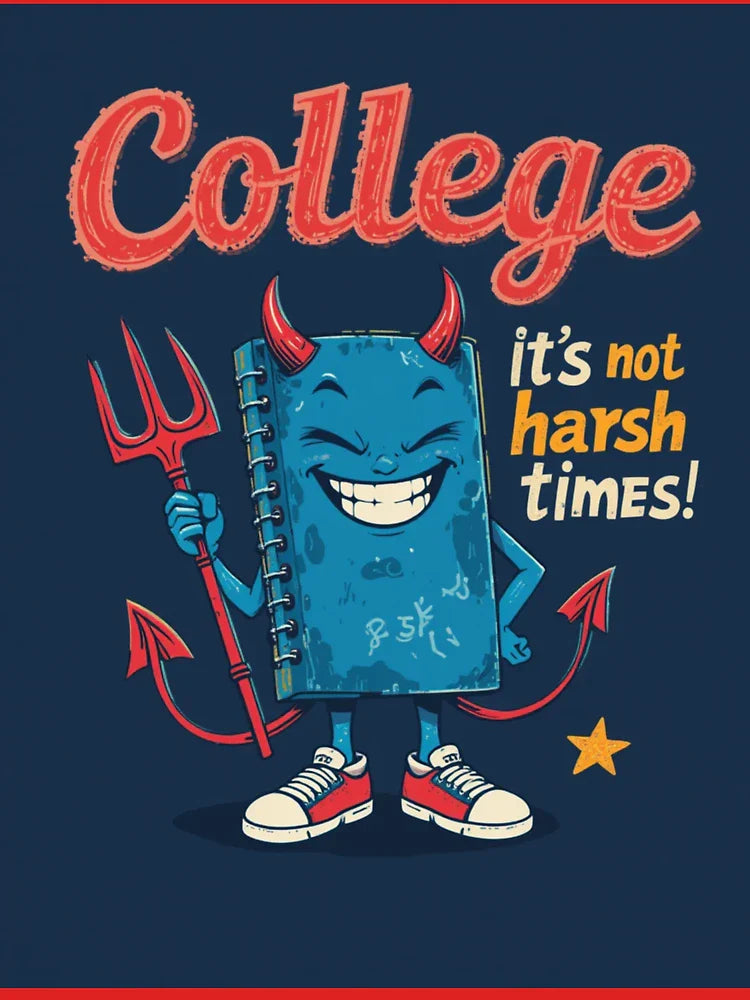 College Devil Notebook Cartoon Tee – Not Harsh Times Edition Classic T-Shirt