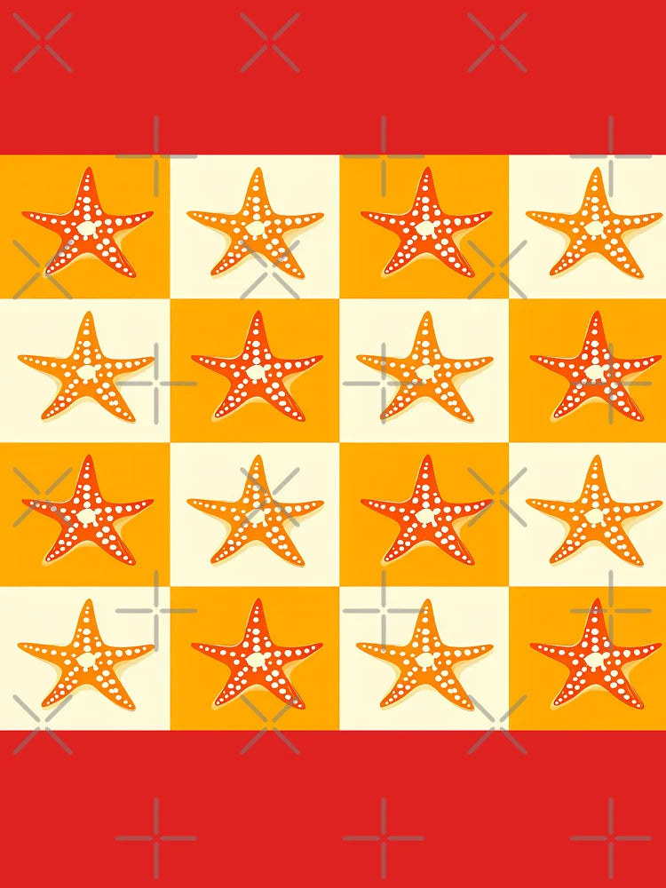 Bright Orange Starfish On Orange Blocks Classic T-Shirt