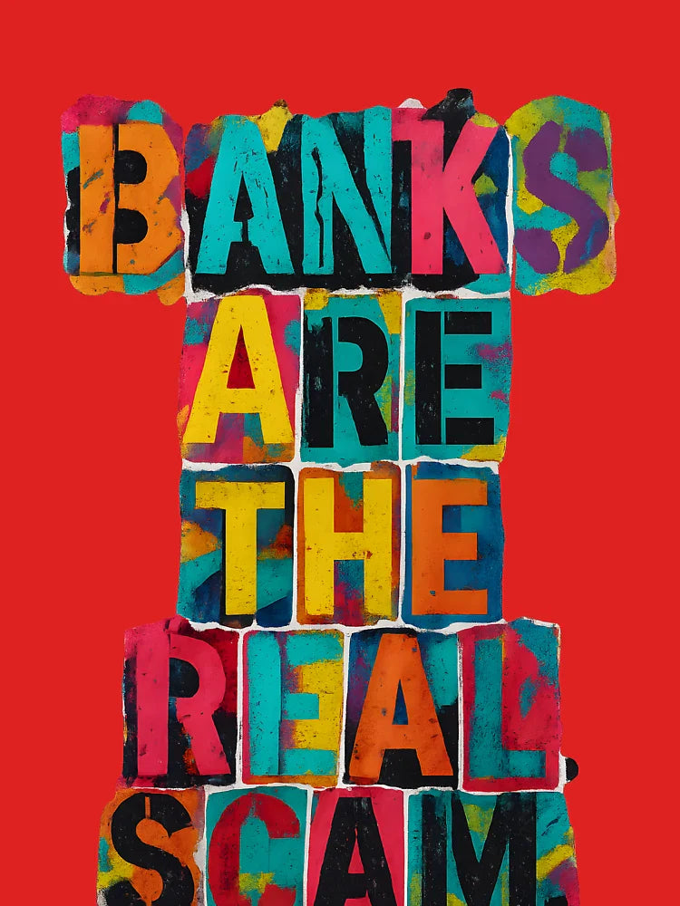Banks Are the Real Scam – Colorful Graffiti Block Art Classic T-Shirt