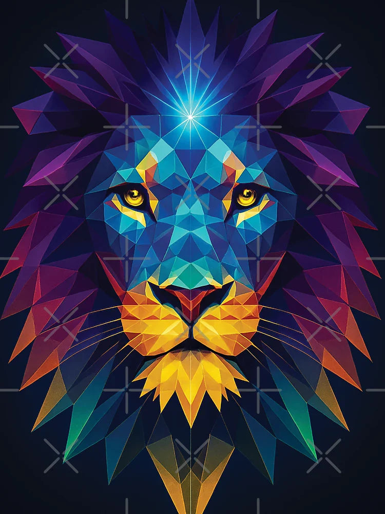 Geometric Lion Head – Vibrant Polygonal Animal Art Design Classic T-Shirt