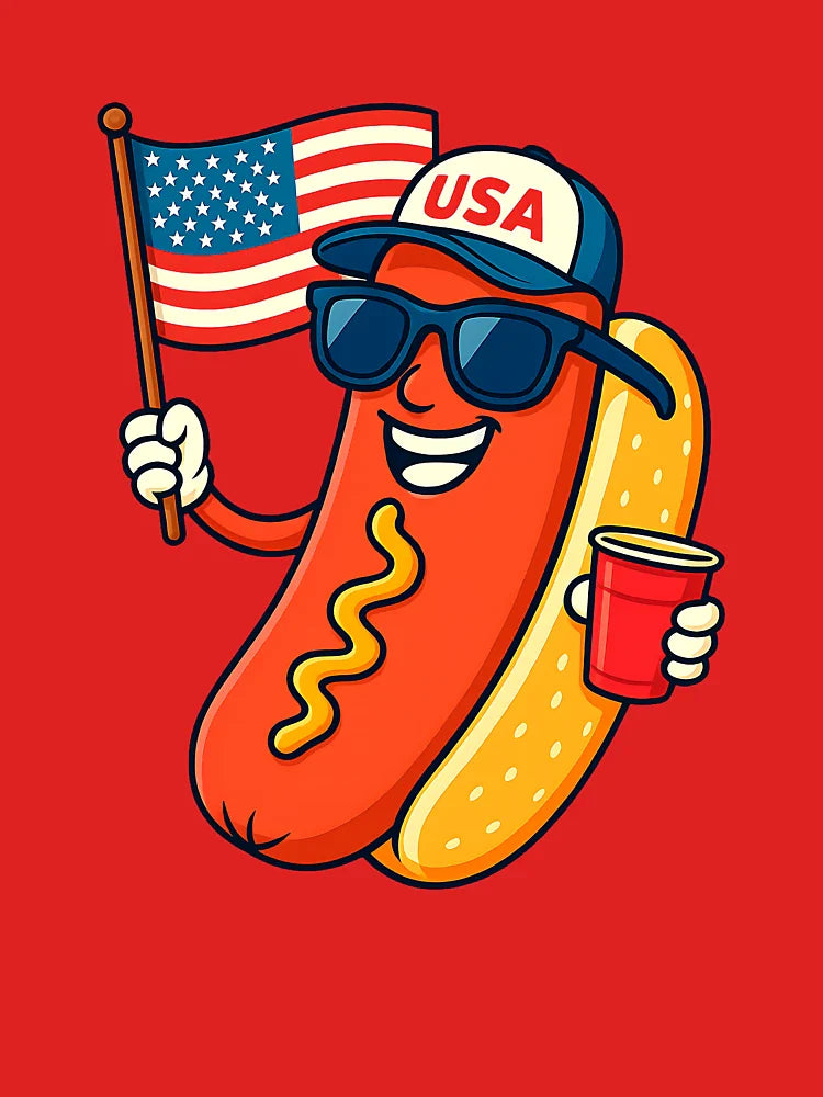 4th of July Hotdog Funny Fourth of July Patriotic USA Flag Classic T-Shirt