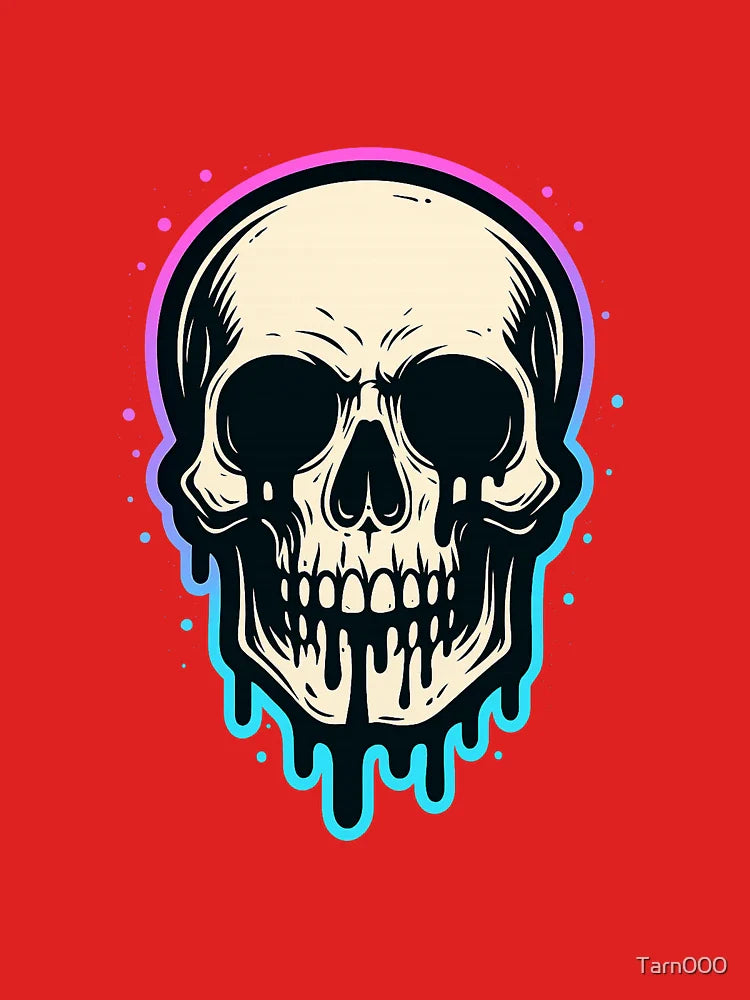 Neon Drip Skull | Melting Vaporwave Skull Illustration Classic T-Shirt