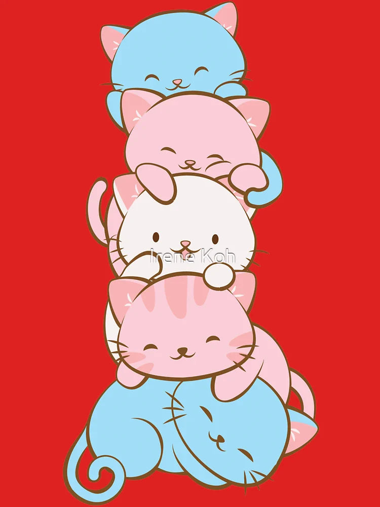 Transgender Pride Flag Cute Kawaii Cats Subtle LGBTQ Trans Pride Classic T-Shirt