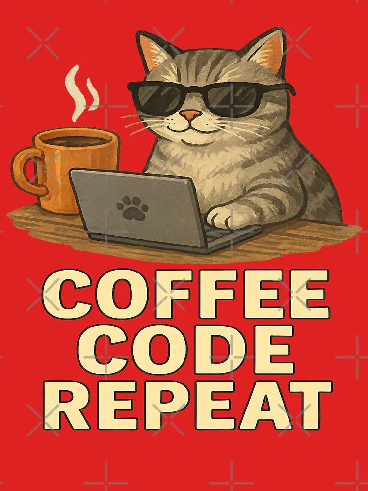 Cool Cat Coder â€“ Coffee Code Repeat Art Classic T-Shirt