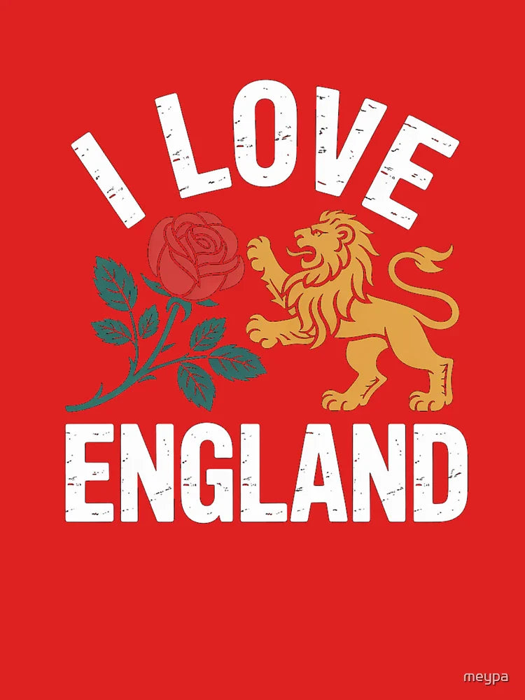 I Love England Lion and Rose Graphic Classic T-Shirt