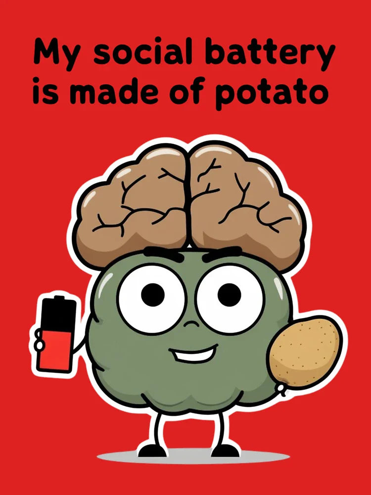My Social Battery Is Made of Potato – Funny Introvert Brain Design Classic T-Shirt