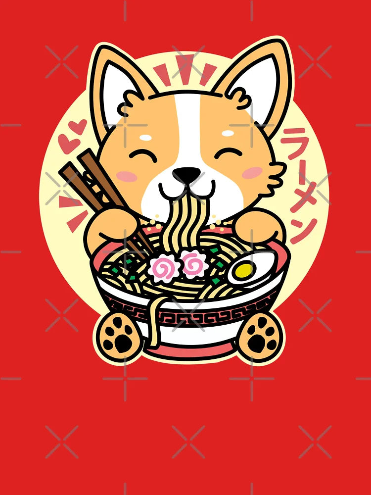 Corgi Eating Ramen Cute Kawaii Noodles Classic T-Shirt