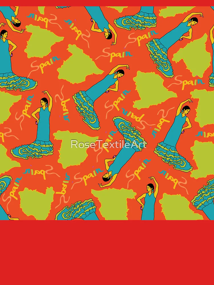 Destination Spain Flamenco dancer and the map of Spain on red backgroun Classic T-Shirt